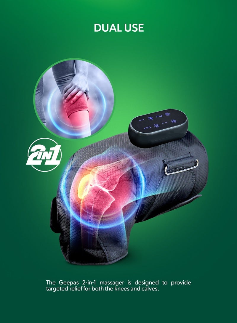 GEEPAS 2-in-1 Knee and Calf Leg Massager| 4 Modes of Vibration Function, LCD Touch Panel, 15 Minutes Timer| Offers Squeezing, Air Compression and Scraping| Ideal for Athletes, Seniors, and Relieves Joint Pain, Fatigue| 2 Years Warranty GM86094UK Black - Image 4
